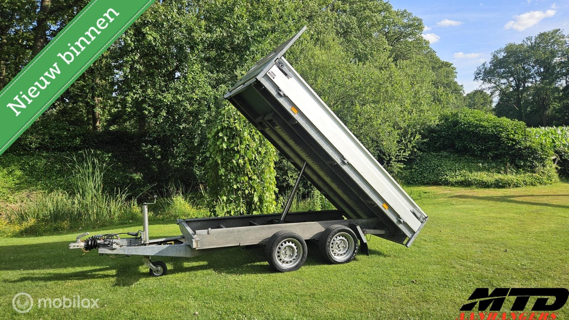 Nette Hapert verlaagde elektrische kipper kiep aanhanger, Auto diversen, Aanhangers en Bagagewagens, Gebruikt