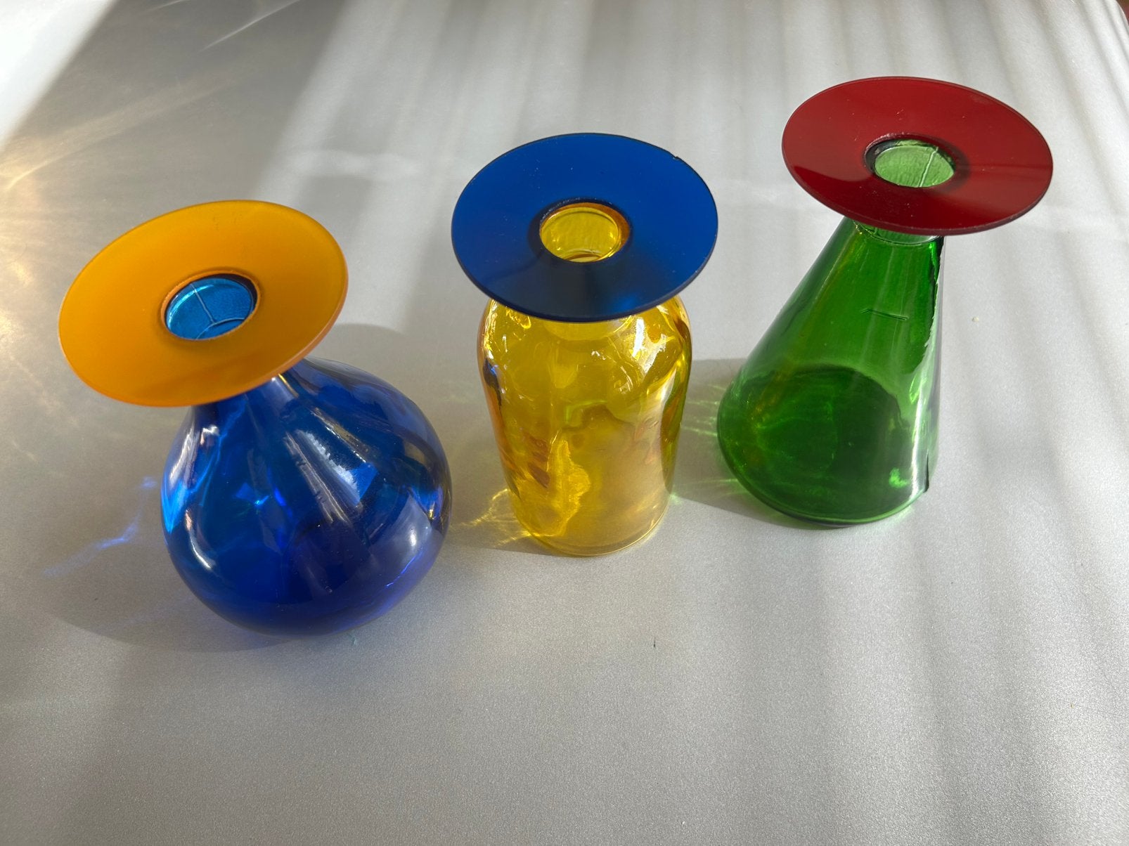 Vintage kleurrijke  glazen design vazen, Ophalen