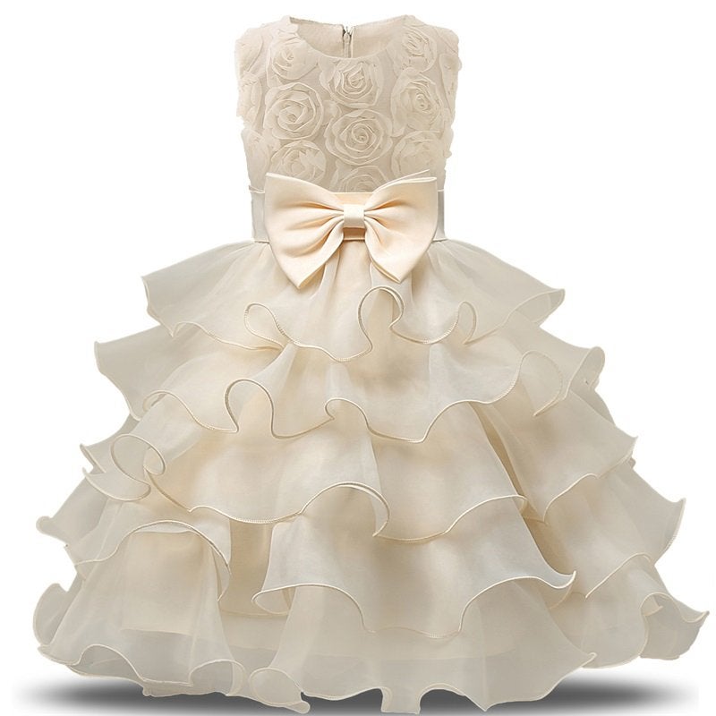 Champagne meisjes bloemen jurk prinsessenjurk prinsessen, Verzenden, Nieuw, 110 t/m 116, Meisje