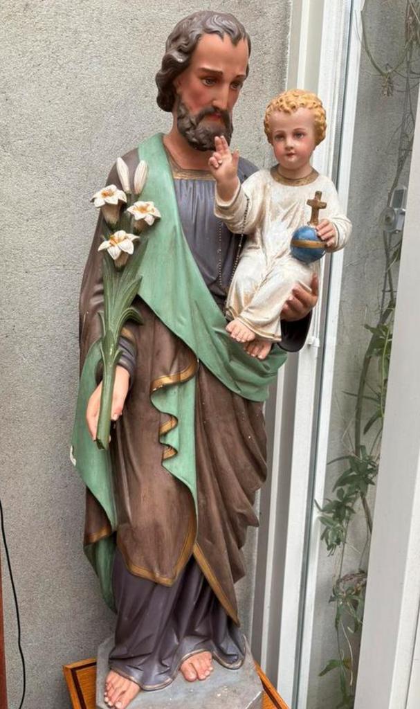 Groot beeld van Sint Jozef met kindje Jezus, Antiek en Kunst, Antiek | Religie, Ophalen
