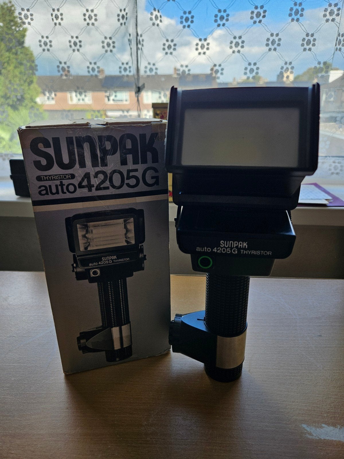 Sunpak Auto 4205G Thyristor flitser - Niet getest, Ophalen, Voor analoge fotografie, Externe flitser, Sunpak