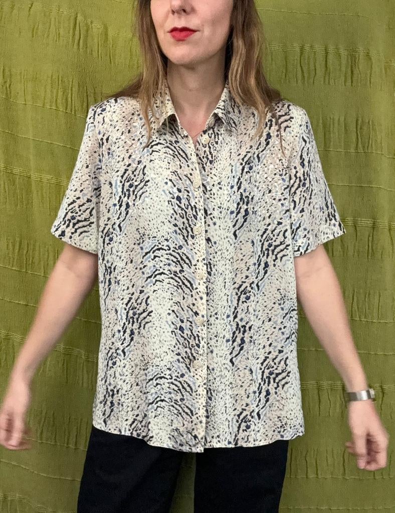 Vintage blouse, maat 40/L - print - 90's, Kleding | Dames, Blouses en Tunieken, Gedragen, Maat 38/40 (M), Ophalen of Verzenden