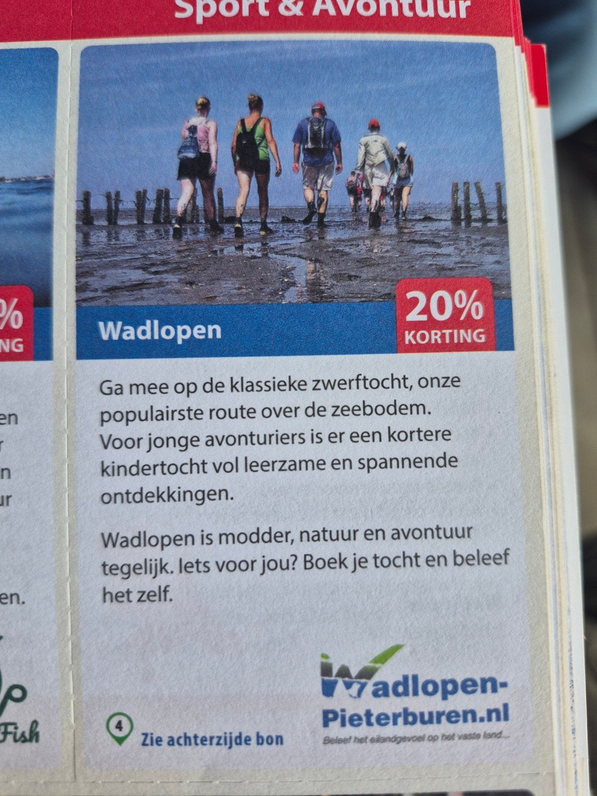 Wadlopen 20% korting, Eén persoon, Kortingsbon