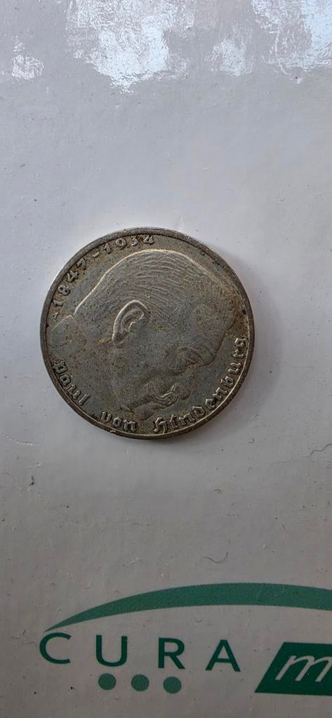 Duitse Rijksmunt 2 Mark 1937 met hakenkruis - Zilver, Ophalen of Verzenden