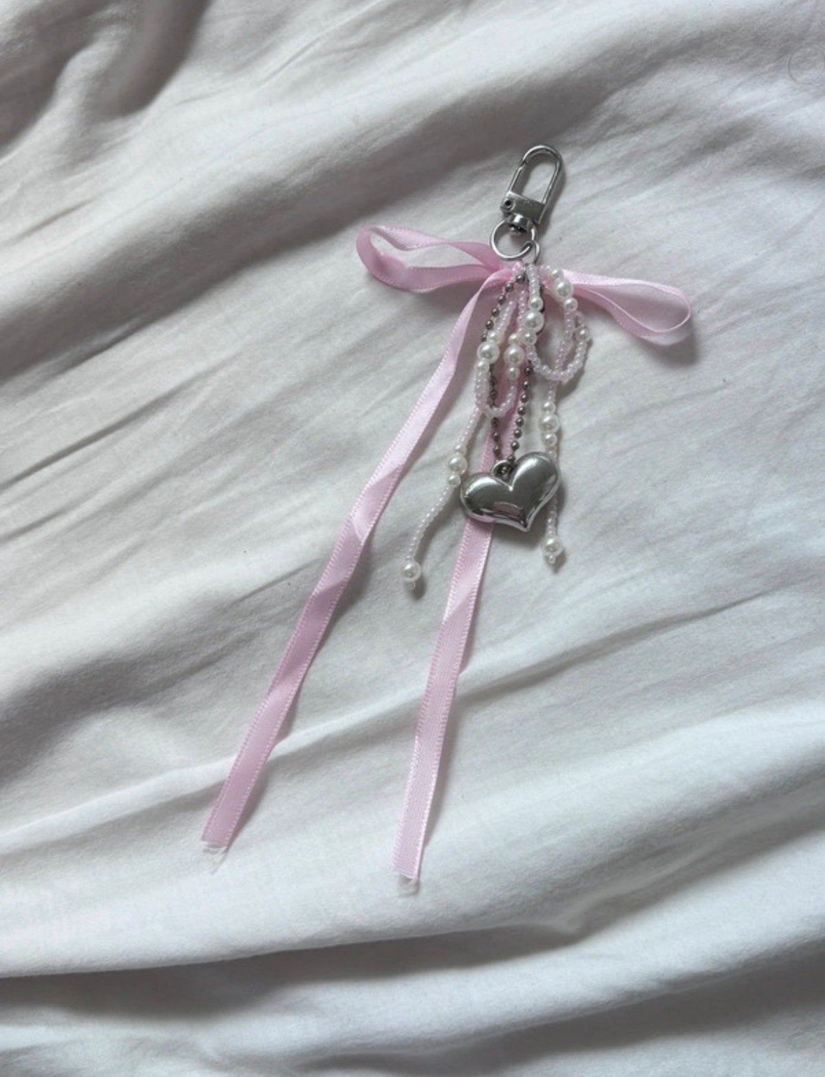 Leuke sleutelhanger met hartje en parels, Verzamelen, Sleutelhangers, Ophalen of Verzenden, Zo goed als nieuw, Overige typen