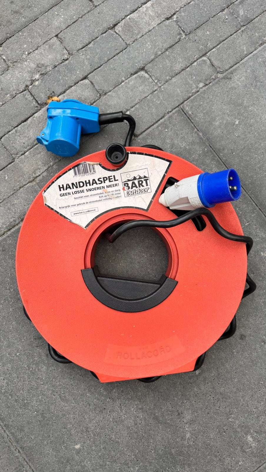 Haspel met verlengsnoer voor camper/caravan - 25m, Ophalen, Gebruikt