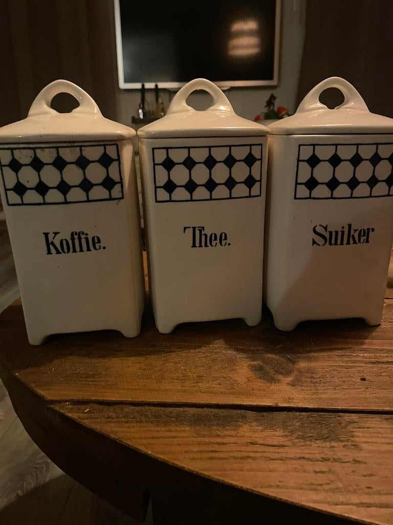 Koffie thee suiker  porelein oude, Antiek en Kunst, Antiek | Keukenbenodigdheden, Ophalen of Verzenden