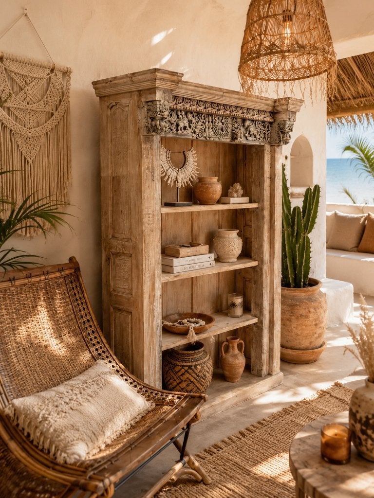 Unieke Kast/Boekenkast/Buffetkast etc. afkomstig uit India, Huis en Inrichting, Kasten | Buffetkasten, 100 tot 150 cm, Ibiza/Boho/Botanisch