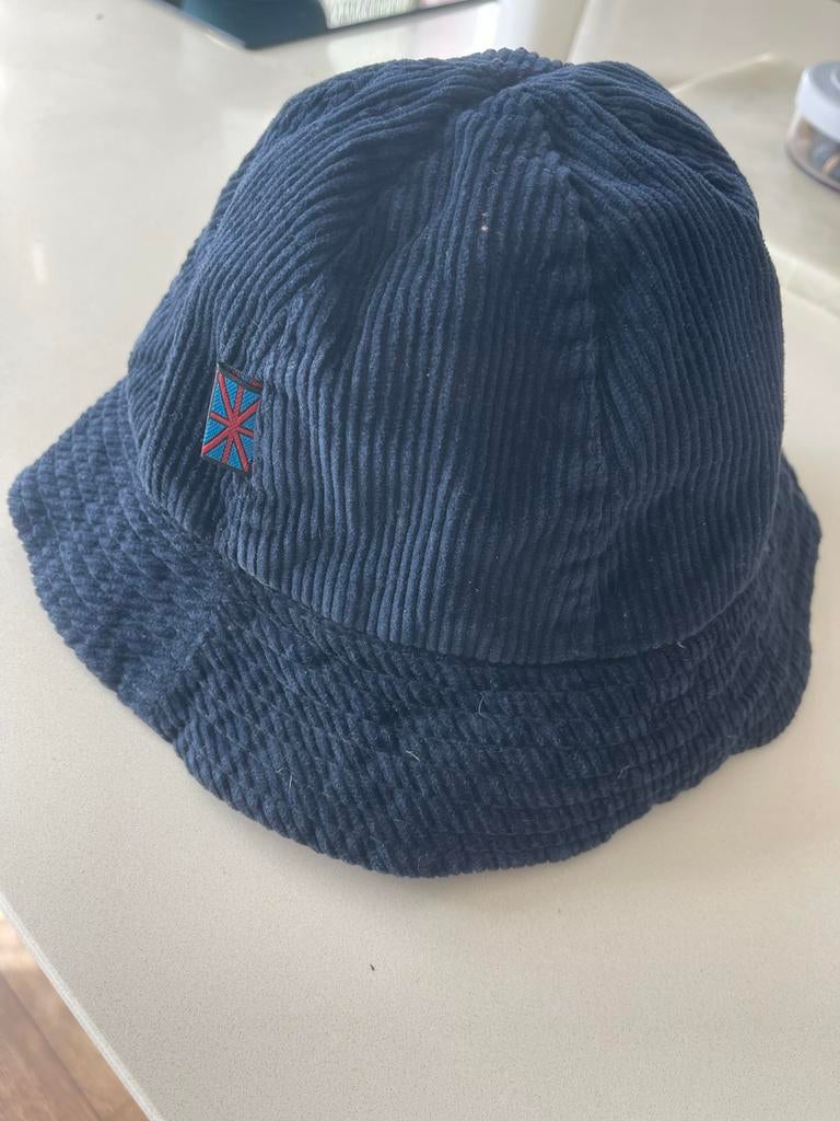 Donkerblauwe ribfluwelen bucket hat, Ophalen of Verzenden, Gedragen, One size fits all, Hoed