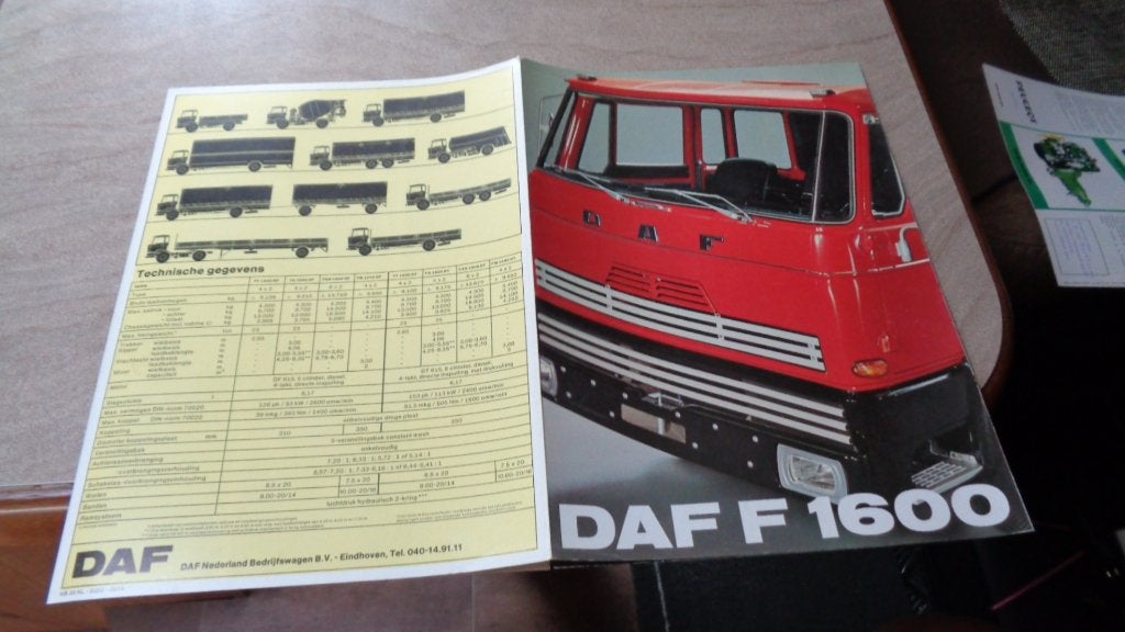 Folder  DAF  F 1600  ,  9-1974, Verzenden, Zo goed als nieuw, Overige merken