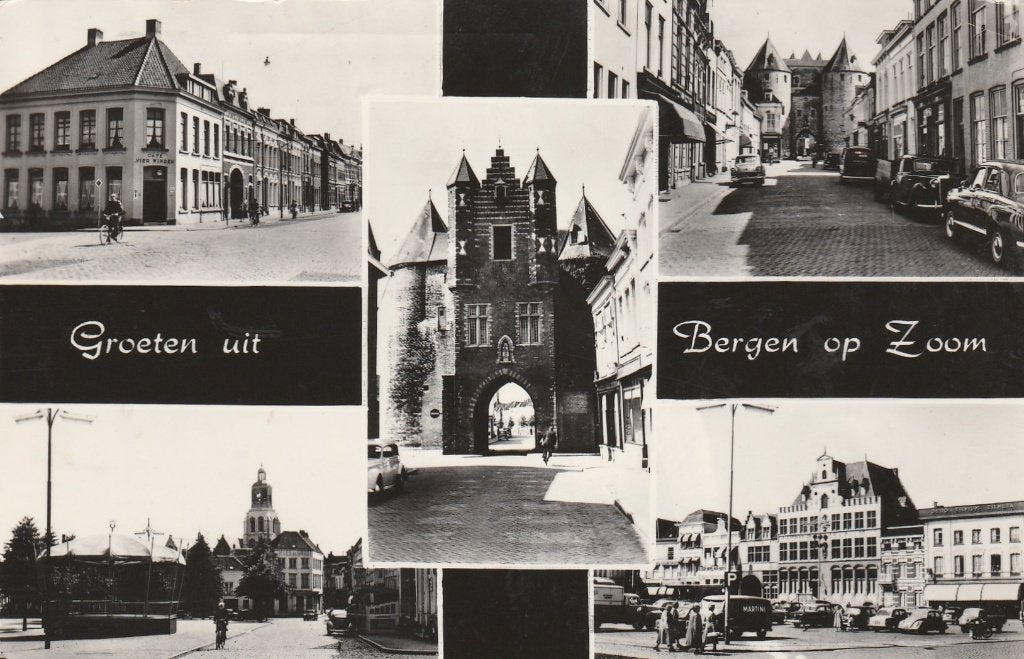 BERGEN OP ZOOM Stadsgezichten Poort Stadhuis Groeten, Verzenden, 1960 tot 1980, Gelopen, Noord-Brabant