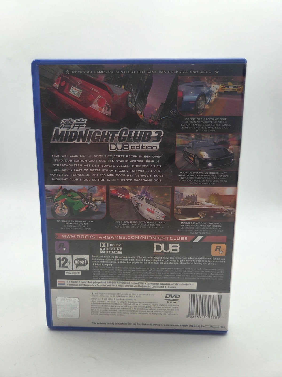 Midnight Club 3 DUB Edition - PlayStation 2 (PS2), Online, Gebruikt, 1 speler, Racen en Vliegen