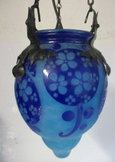 art deco Schneider lamp Le Verre Francais Azurettes, Ophalen of Verzenden