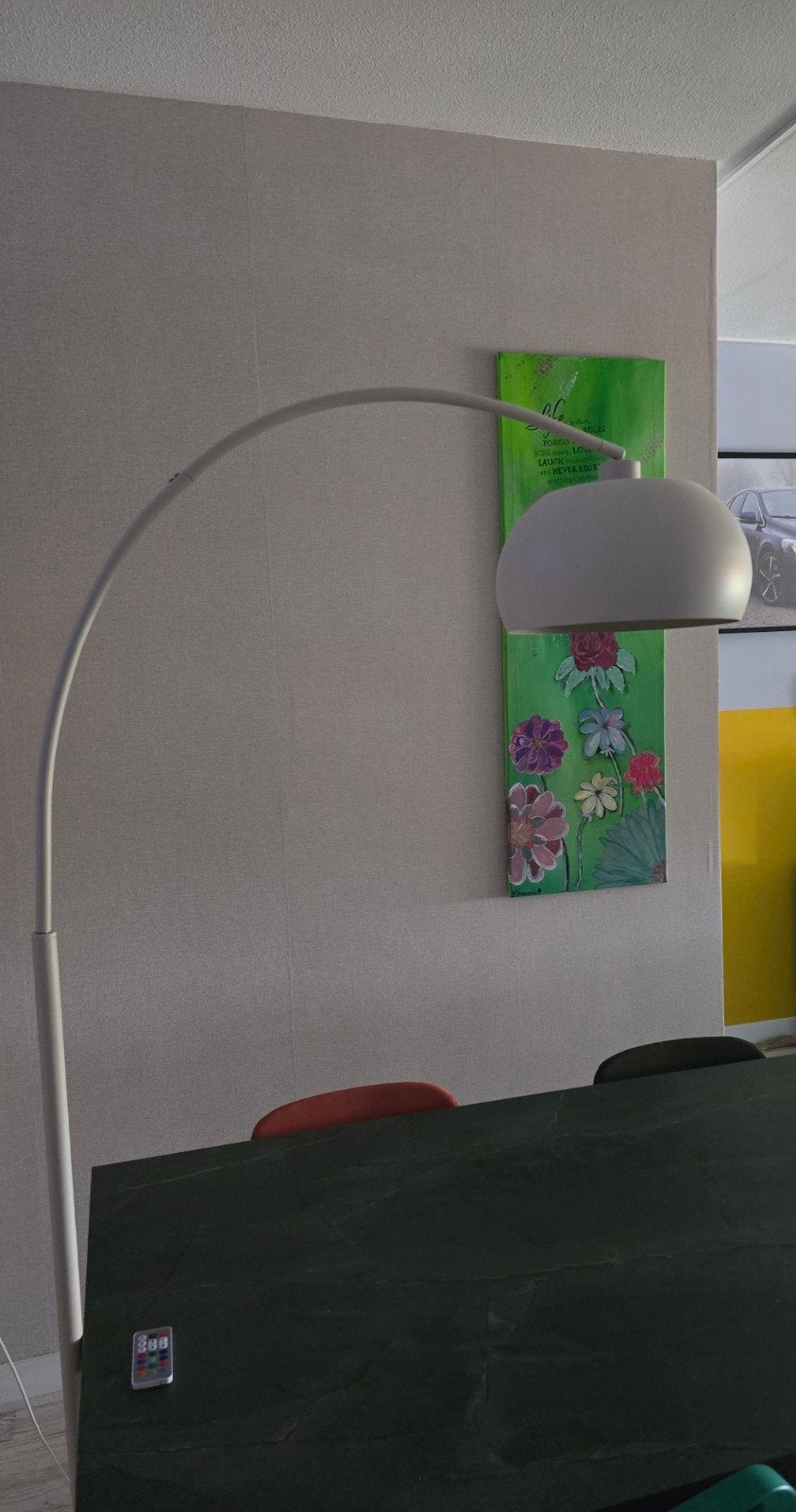 Booglamp incl ledlamp (kleur) en afstandsbediening, Huis en Inrichting, Lampen | Vloerlampen, Ophalen, Zo goed als nieuw