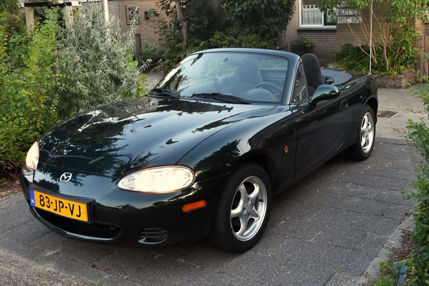 Mazda MX-5 1.6 | 2002 | Groen | 120.000 km | Roestvrij, Auto's, Mazda, Achterwielaandrijving, 40 €/maand, 4 cilinders, Cabriolet
