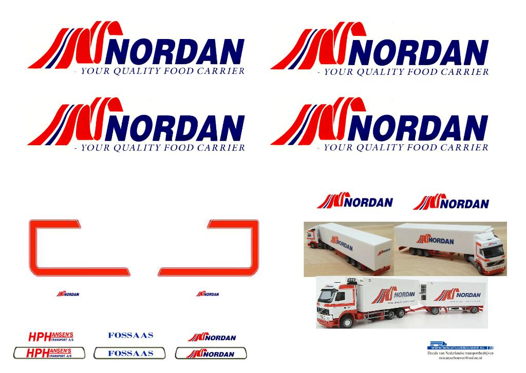 Vrachtauto decal 1:50 Nordan Transport en Spedition Volvo FH, Verzenden, Nieuw, Bus of Vrachtwagen, Overige merken