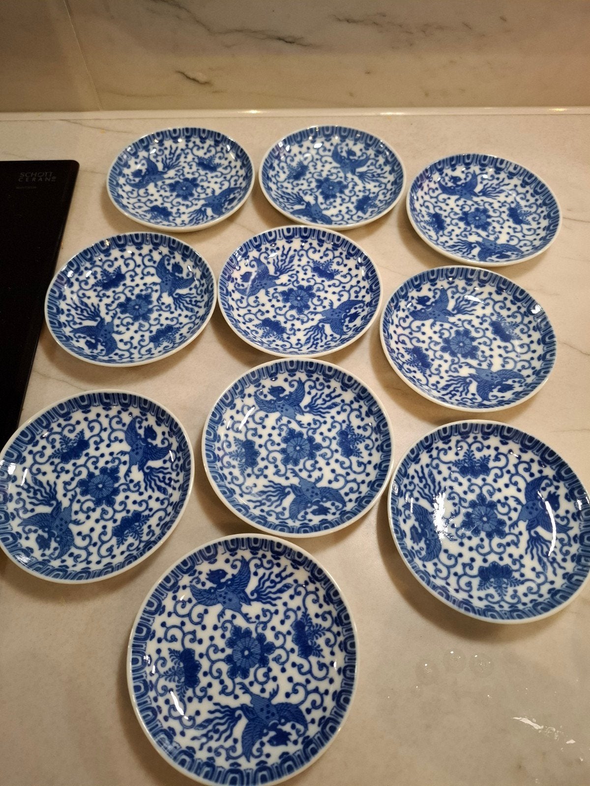 10 puntgave onderzetters, Huis en Inrichting, Ophalen of Verzenden, Zo goed als nieuw, Blauw, Steen/keramiek