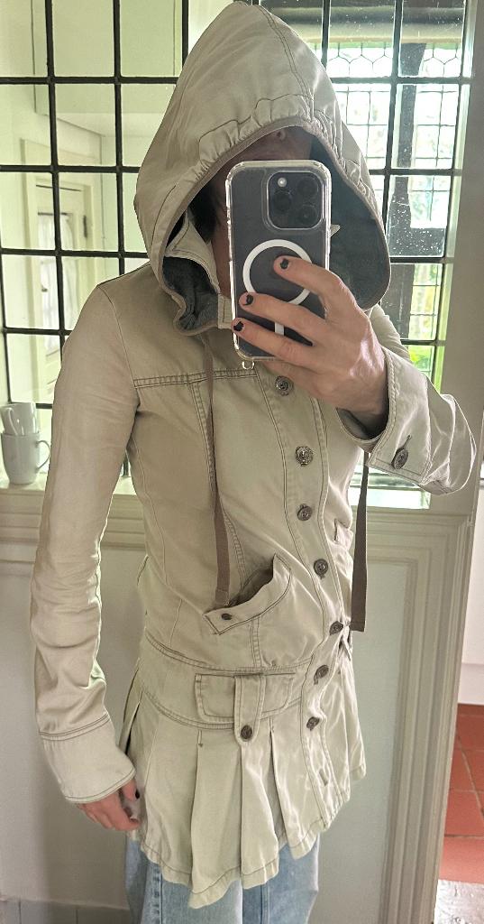 Y2K Diesel Denim Cargo minjurk utility jasstijl, Diesel, Gedragen, Groen, Ophalen