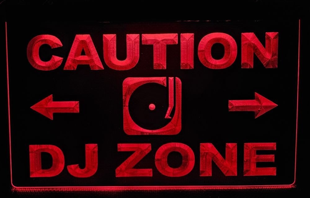 Caution DJ Zone rood led reclame ledlamp wanddeco lamp, Info@deconoord.nl, Deco Noord, Nieuw, Ophalen of Verzenden