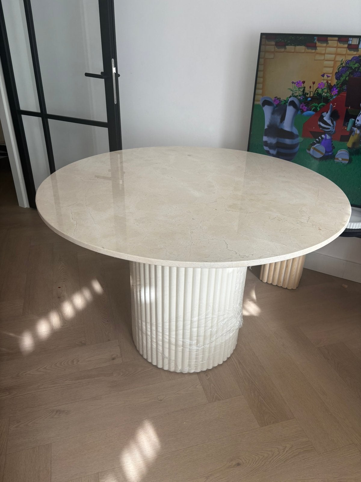 Marmeren licht creme eettafel 120 NU €600, Ophalen of Verzenden, Nieuw, Rond, 100 tot 150 cm