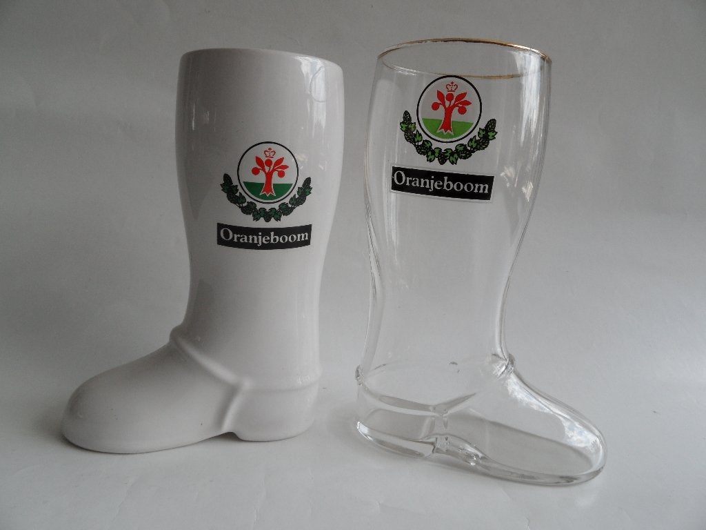 Oranjeboom bier laarsjes 2 x, Ophalen of Verzenden, Zo goed als nieuw, Glas of Glazen, Oranjeboom
