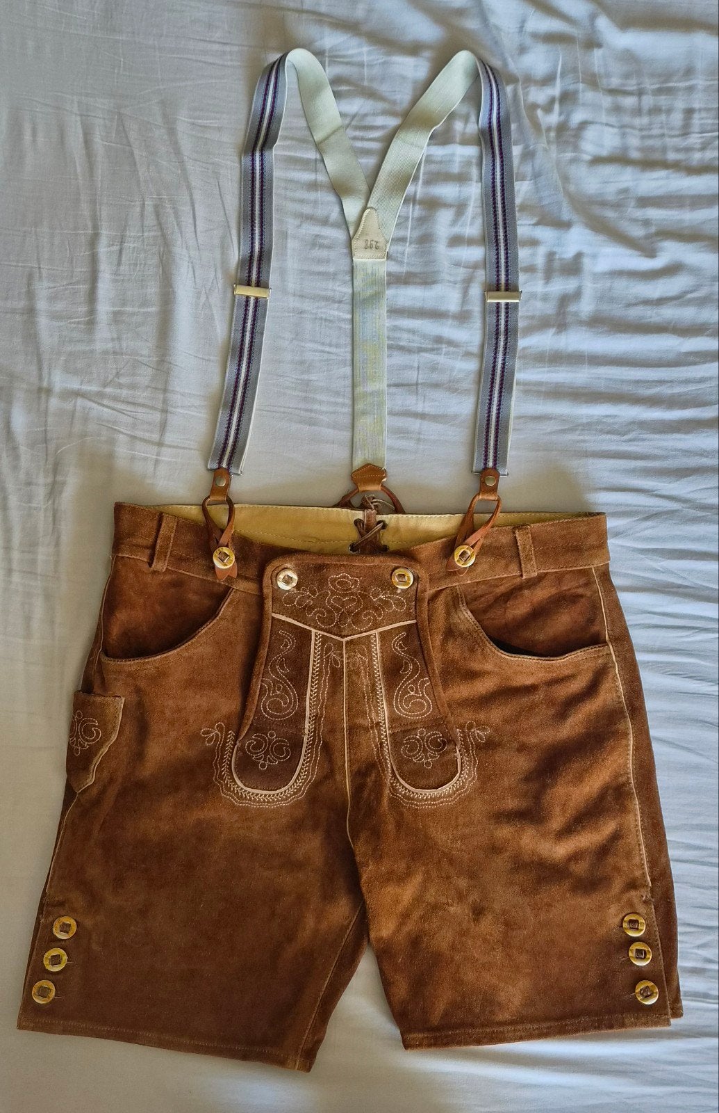 Complete Lederhosen Set - Maat 58, XXL Overhemd, Bretels, Kleding | Heren, Ophalen of Verzenden, Gedragen, Onbekend