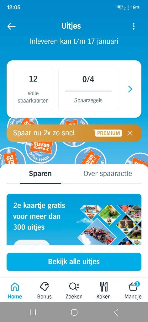 AH Uitjeszegels, 12 spaarkaarten., Verzamelen, Albert Heijn, Verzenden