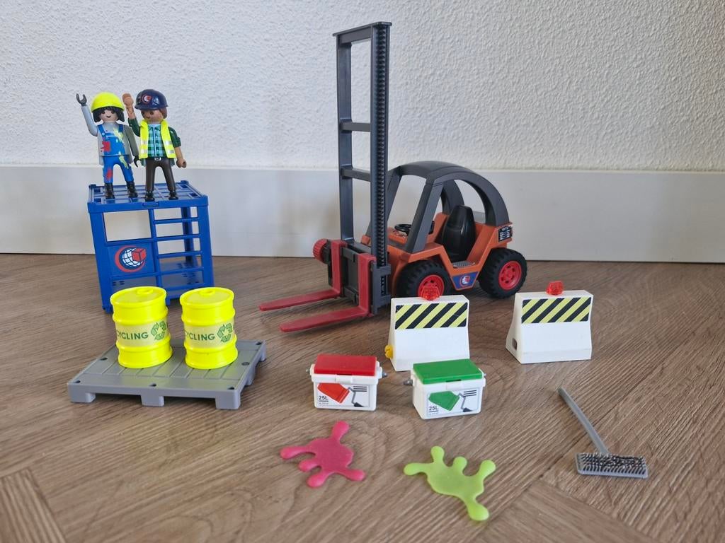 Playmobil Heftruck met Werkers en Accessoires, Kinderen en Baby's, Speelgoed | Playmobil, Ophalen, Gebruikt, Complete set