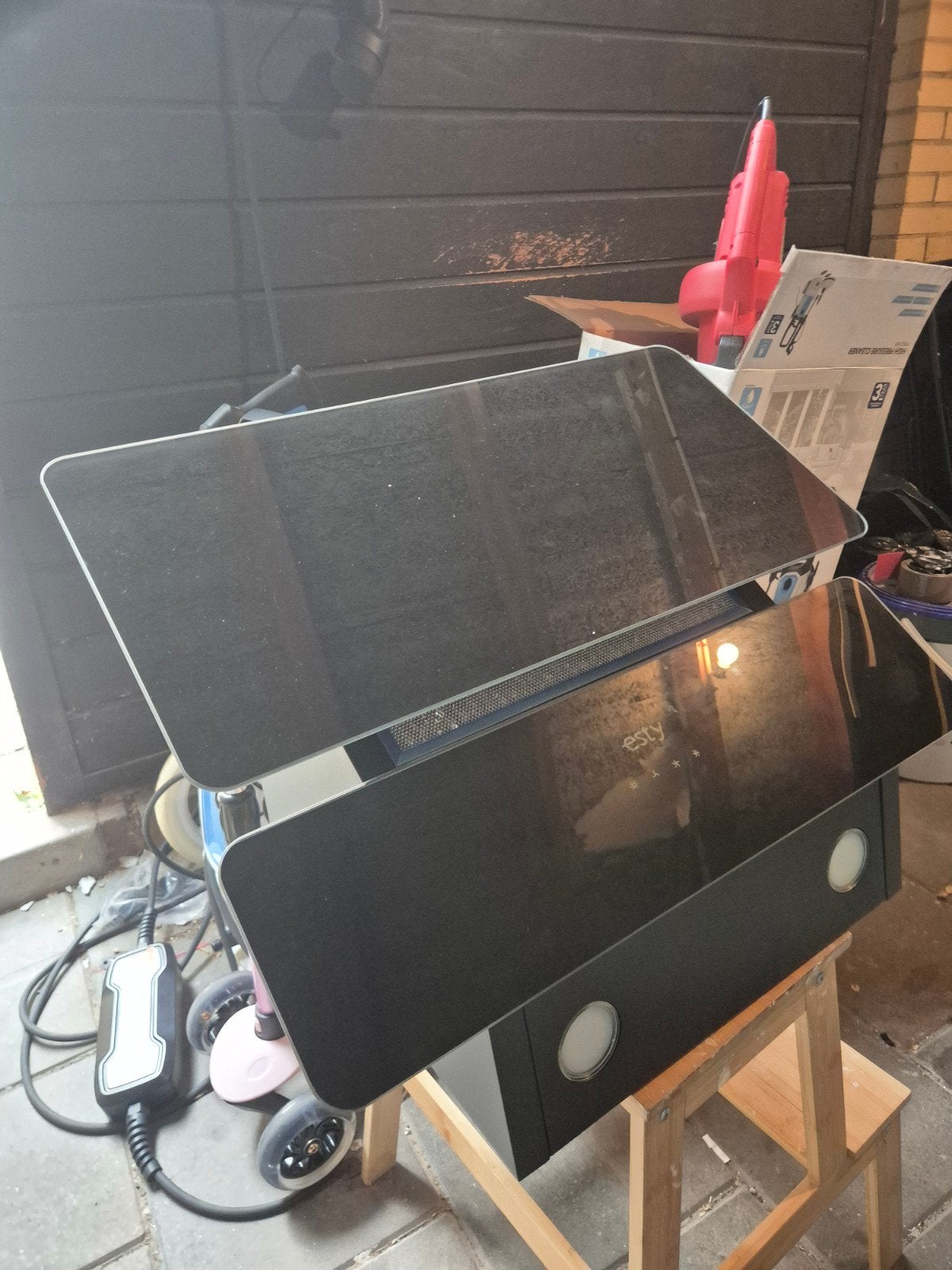 Nieuwe Afzuigkap - Zwart Glas Design, Wandschouwkap, Motor, Nieuw, Ophalen of Verzenden