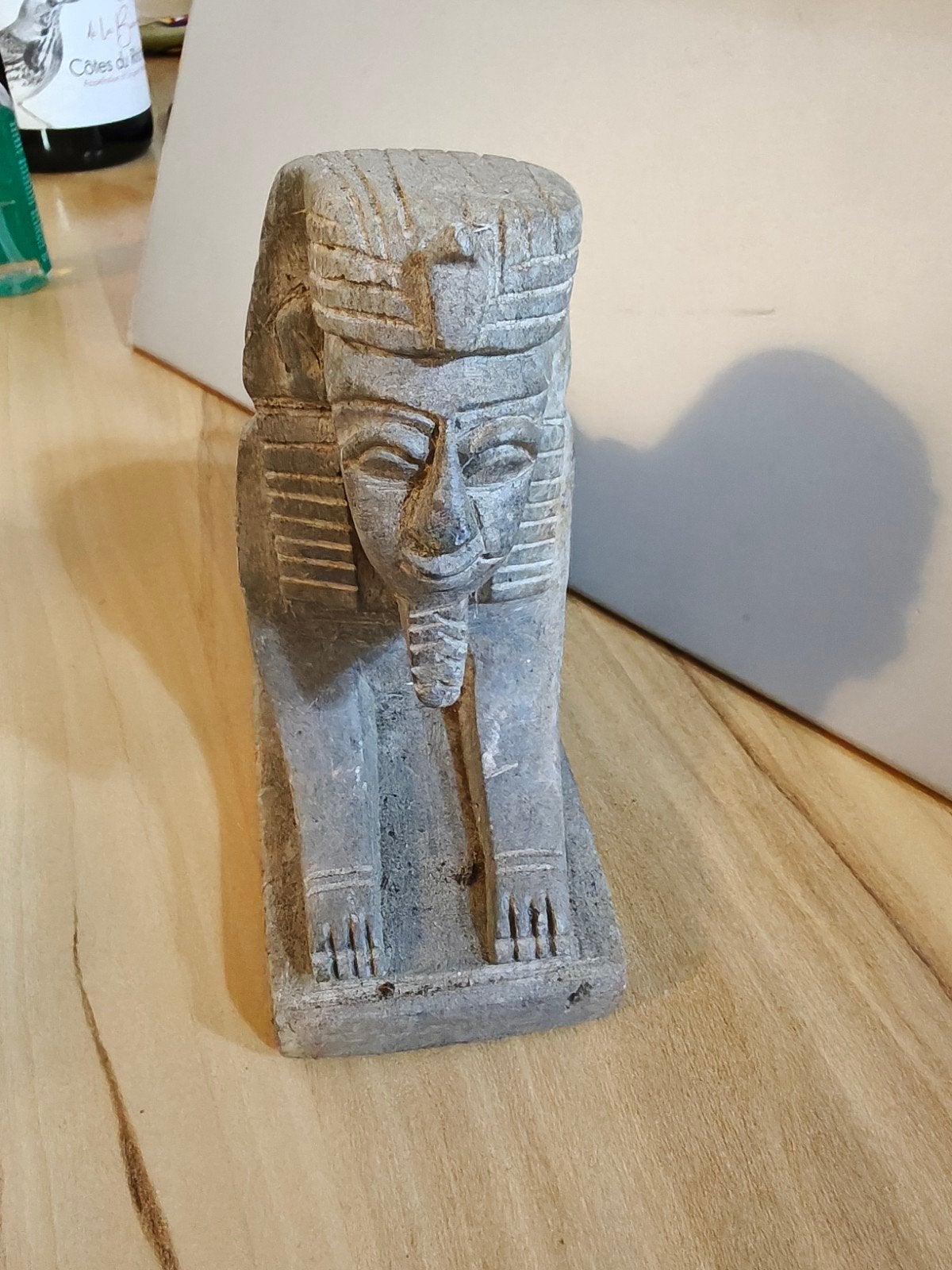 2 x Oude stenen Sphinx als set 12x 9 cm in topstaat, Ophalen of Verzenden