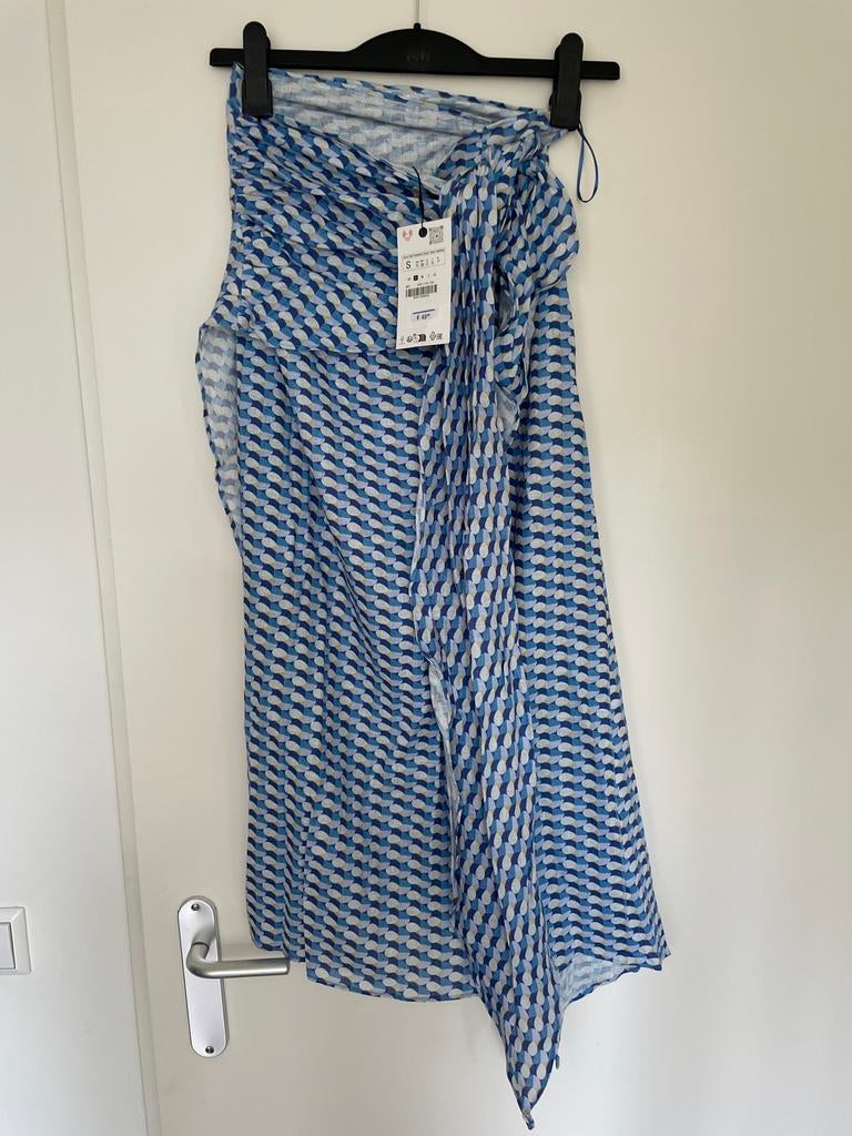 Nieuw met prijsk wikkelrok met linnen van Zara maat S, Kleding | Dames, Blauw, Nieuw, Ophalen of Verzenden, Maat 36 (S)