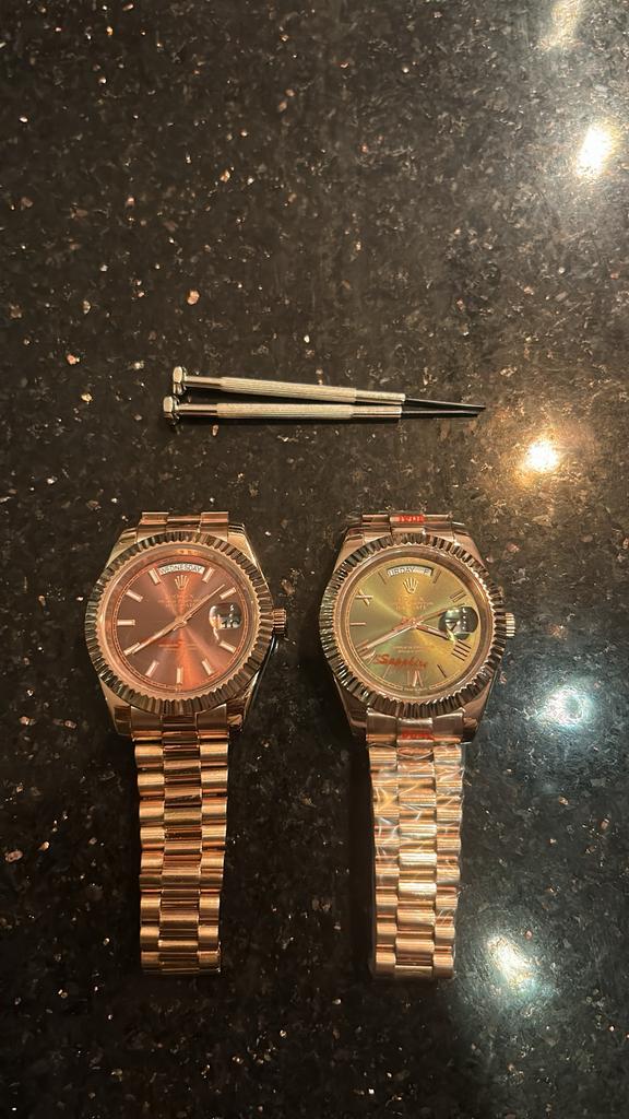 2023 Day-Date 40 mm roségouden horloge, Ophalen of Verzenden, Zo goed als nieuw, Staal, Overige merken