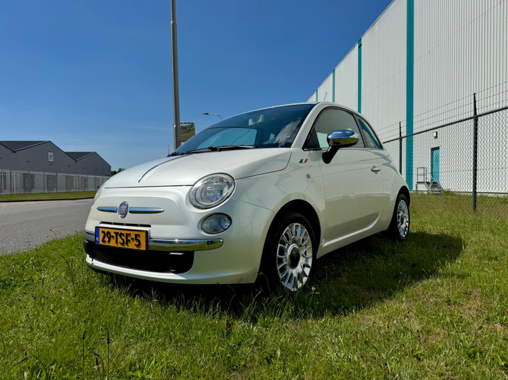 Fiat 500 1.2, 69pk,parelmoer,airco,15”,blue&me,2012,165dkm, 1242 cc, 4 cilinders, 840 kg, Wit