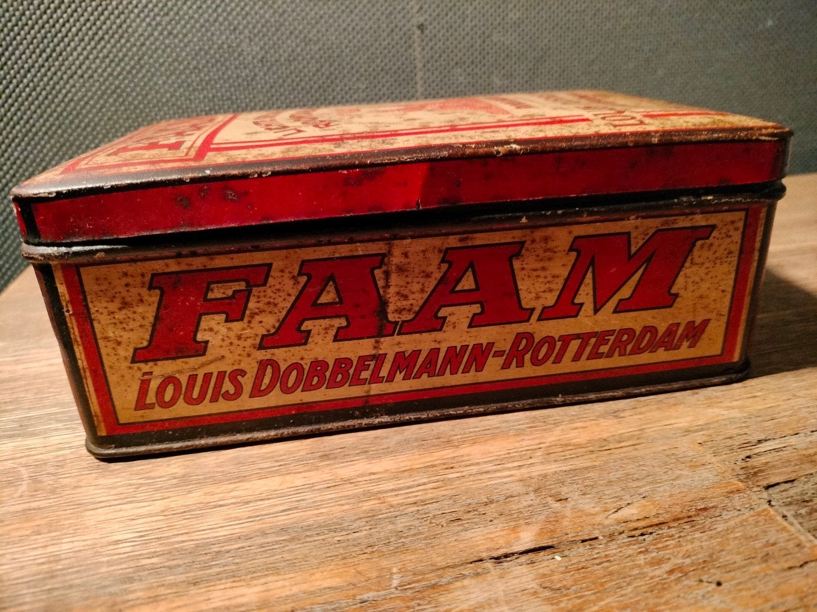 Vintage Faam Louis Dobbelmann Rotterdam tabaksblik, Ophalen of Verzenden, Gebruikt, Overige, Overige merken