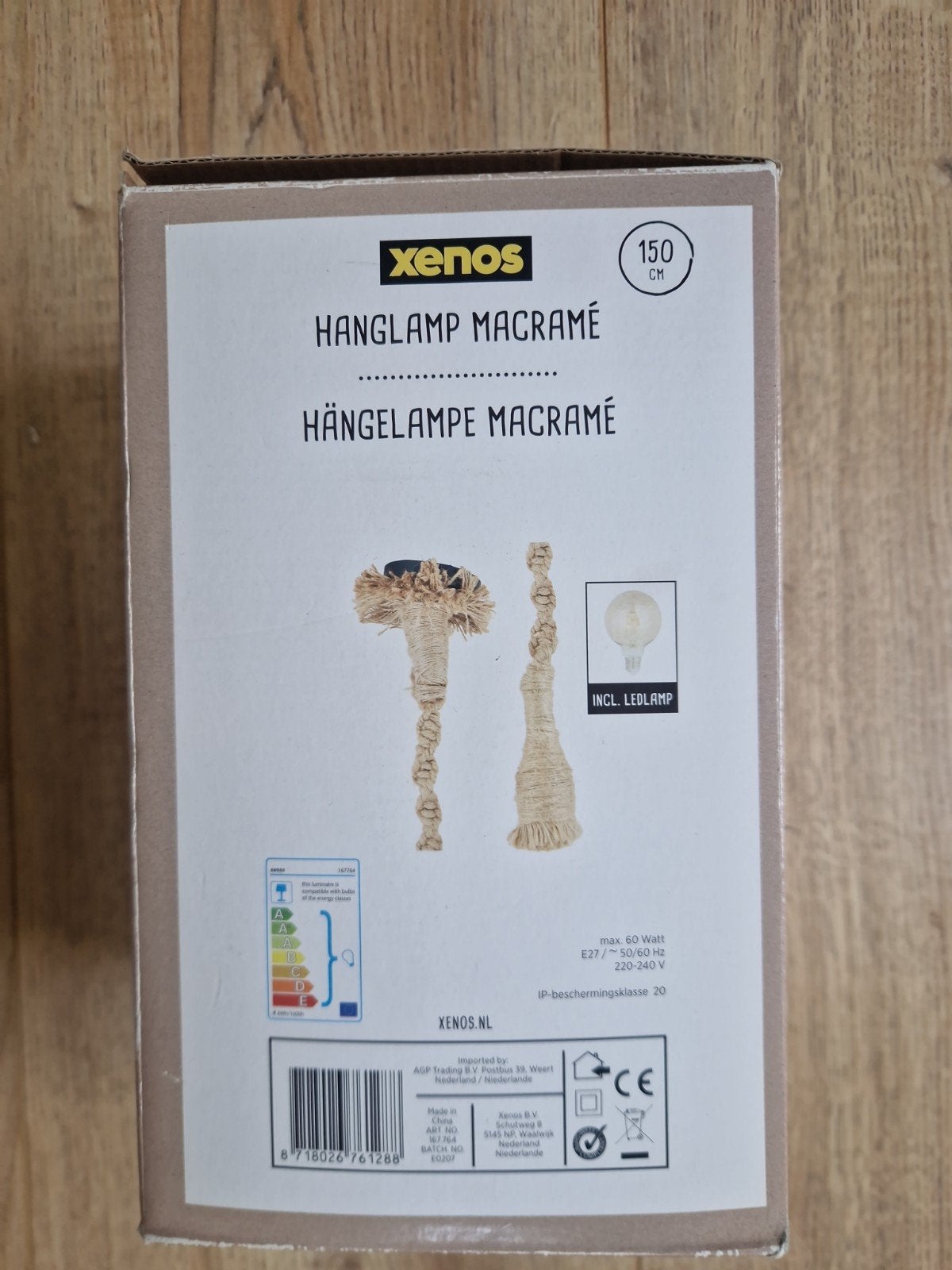 Xenos Hanglamp Macramé - Nieuw in doos, Huis en Inrichting, Bohemian, natuurlijk, Textiel, Nieuw, E27 (groot)
