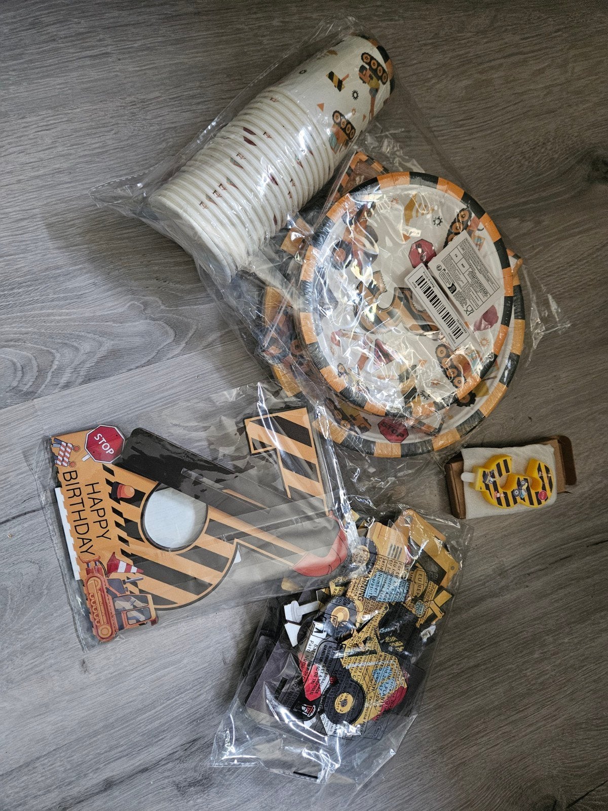 Bouwplaats Feestpakket: Borden, Bekers, Borden, Decoratie, Ophalen of Verzenden, Nieuw, Feestartikel, Verjaardag