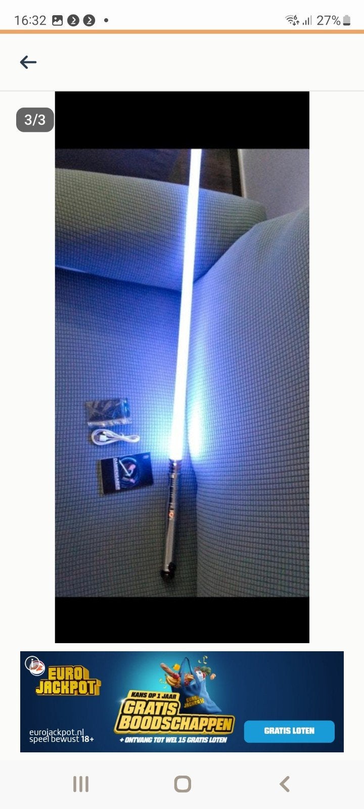 Revan lightsaber neopixel, Gebruikt, Met statief, Ophalen of Verzenden, Lamp