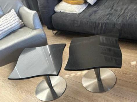 Set van 2 design salon / bijzet tafeltjes, Ophalen, Minder dan 55 cm, Gebruikt, Overige vormen