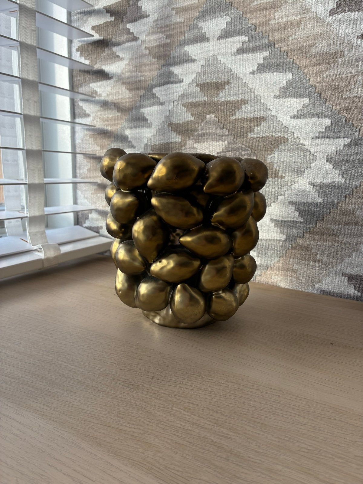 Originele Des Pots Citroen Vaas Goud, Huis en Inrichting, Gebruikt, Met patroon/structuur, Steen/keramiek, Goud