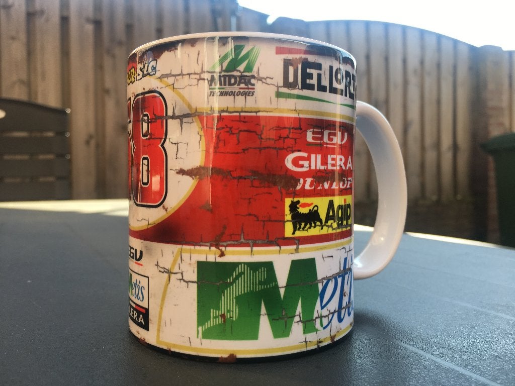 ✅ Marco Simoncelli Gilera mok MotoGP Super Sic Vintage olie, Ophalen of Verzenden, Nieuw, Motoren