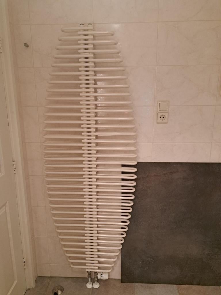 Design radiator, ovaal, creme, handdoekradiator, Doe-het-zelf en Verbouw, Verwarming en Radiatoren, Ophalen, 500 tot 800 watt