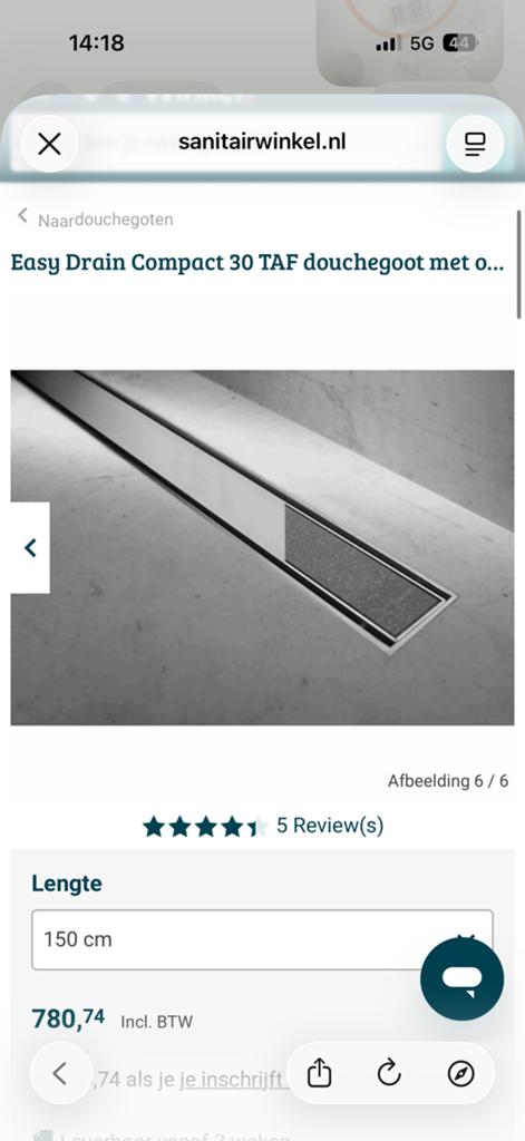 👌👌Easy Drain Compact 30 TAF 150CM NIEUW | MEGA DEAL, Ophalen, Nieuw, Douche