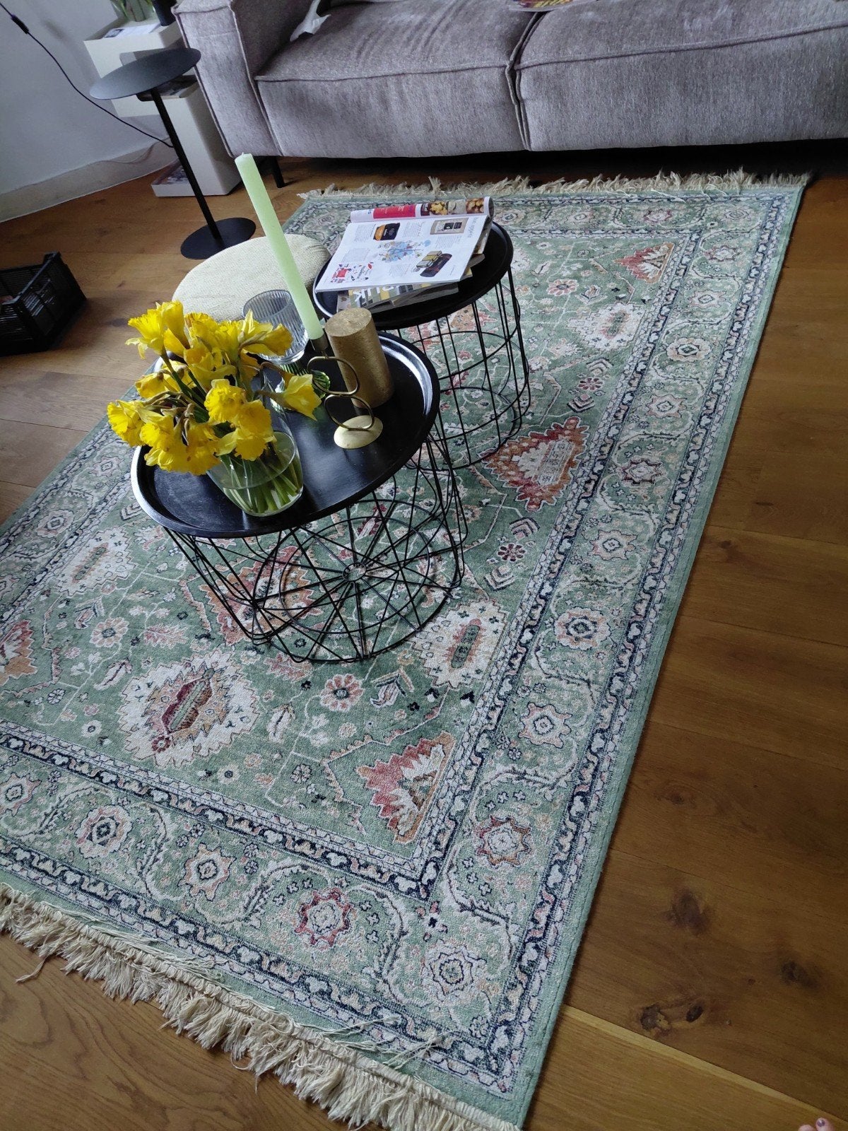 Vloerkleed Marmaris lichtgroen, oosters, zgan  160 x 230 cm, Ophalen, 150 tot 200 cm, 200 cm of meer, Zo goed als nieuw