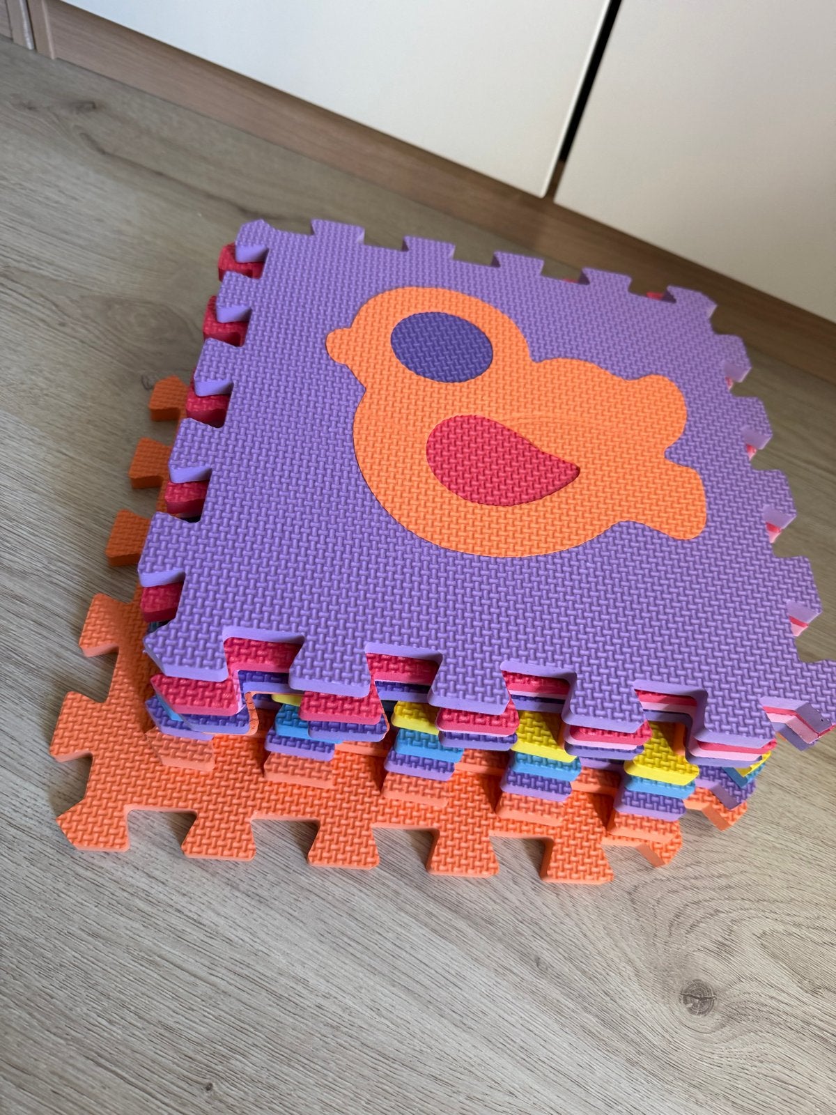 Vrolijke speelmat puzzelstukken met dierenfiguren, Ophalen, Zo goed als nieuw, Speelkleed