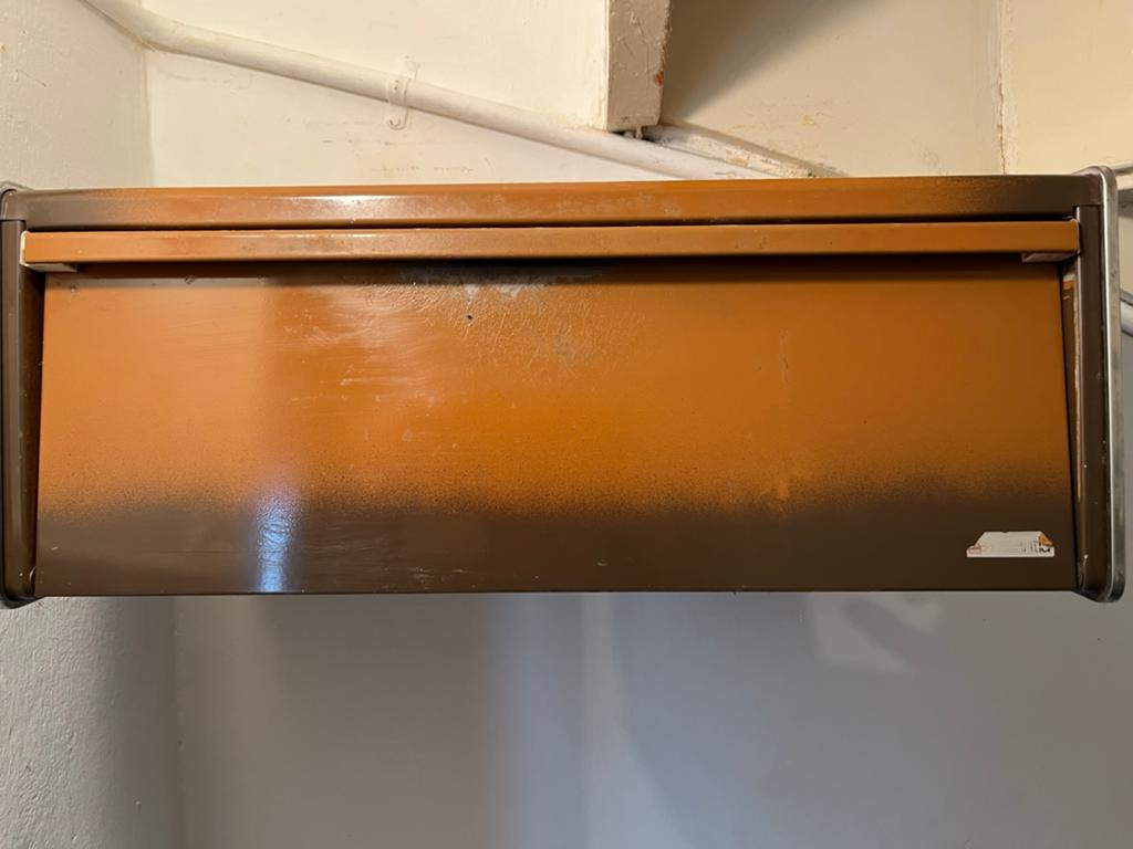 Vintage Brabantia broodtrommel - Oranje/Bruin, Ophalen, Gebruikt, Metaal, Broodtrommel