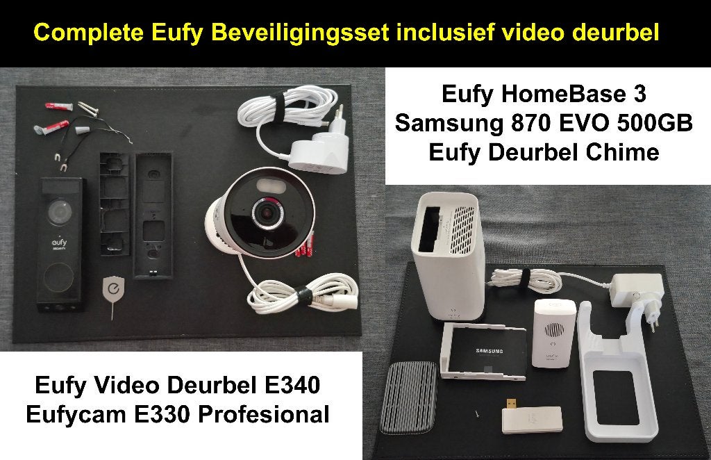 Eufy set HomeBase 3 met SSD, Chime, E340 Deurbel, E330 Pro, Ophalen, Zo goed als nieuw, Draadloos
