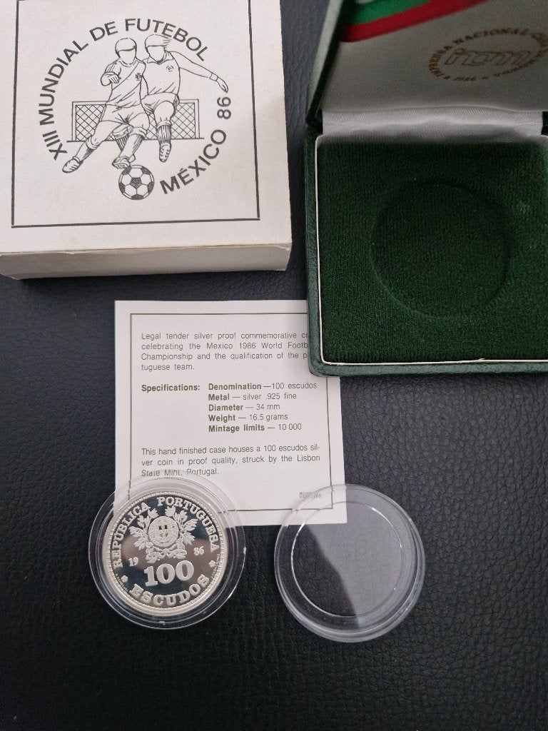 Zilveren Munt Portugal 1986 — WK Mexico 86, Zilver, Overige waardes, Portugal, Verzenden