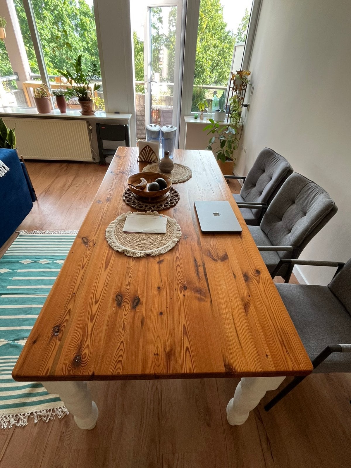 Chic solid wood dining table, Ophalen, 200 cm of meer, 50 tot 100 cm, Zo goed als nieuw