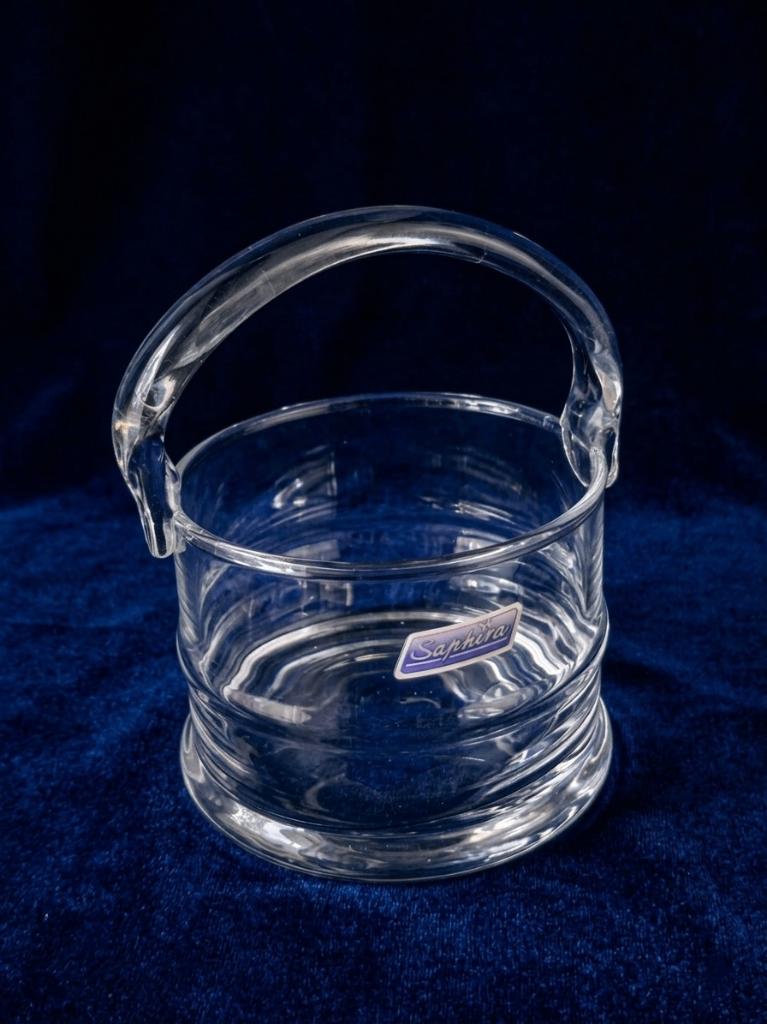 Vintage glazen ijskoeler / ijemmer met hengsel, Antiek en Kunst, Ophalen of Verzenden