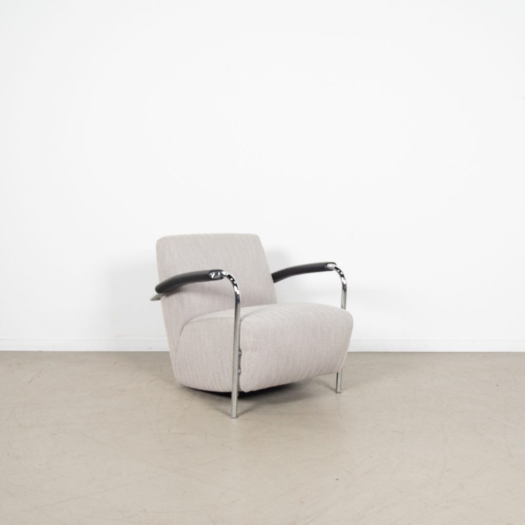 Leolux Scylla Laag Fauteuil Lichtgrijs Gemêleerd Stof, Niet ingevuld, Zo goed als nieuw, Niet ingevuld, Niet ingevuld